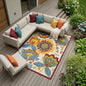 10' X 13' Blue And Yellow Indoor Outdoor Area Rug