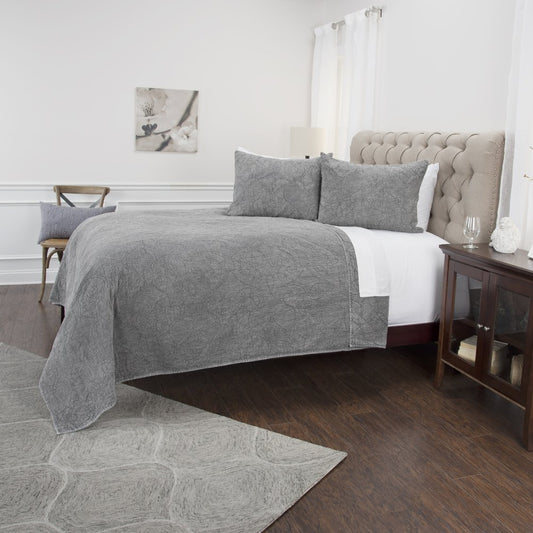 Gray Damask Queen Quilt