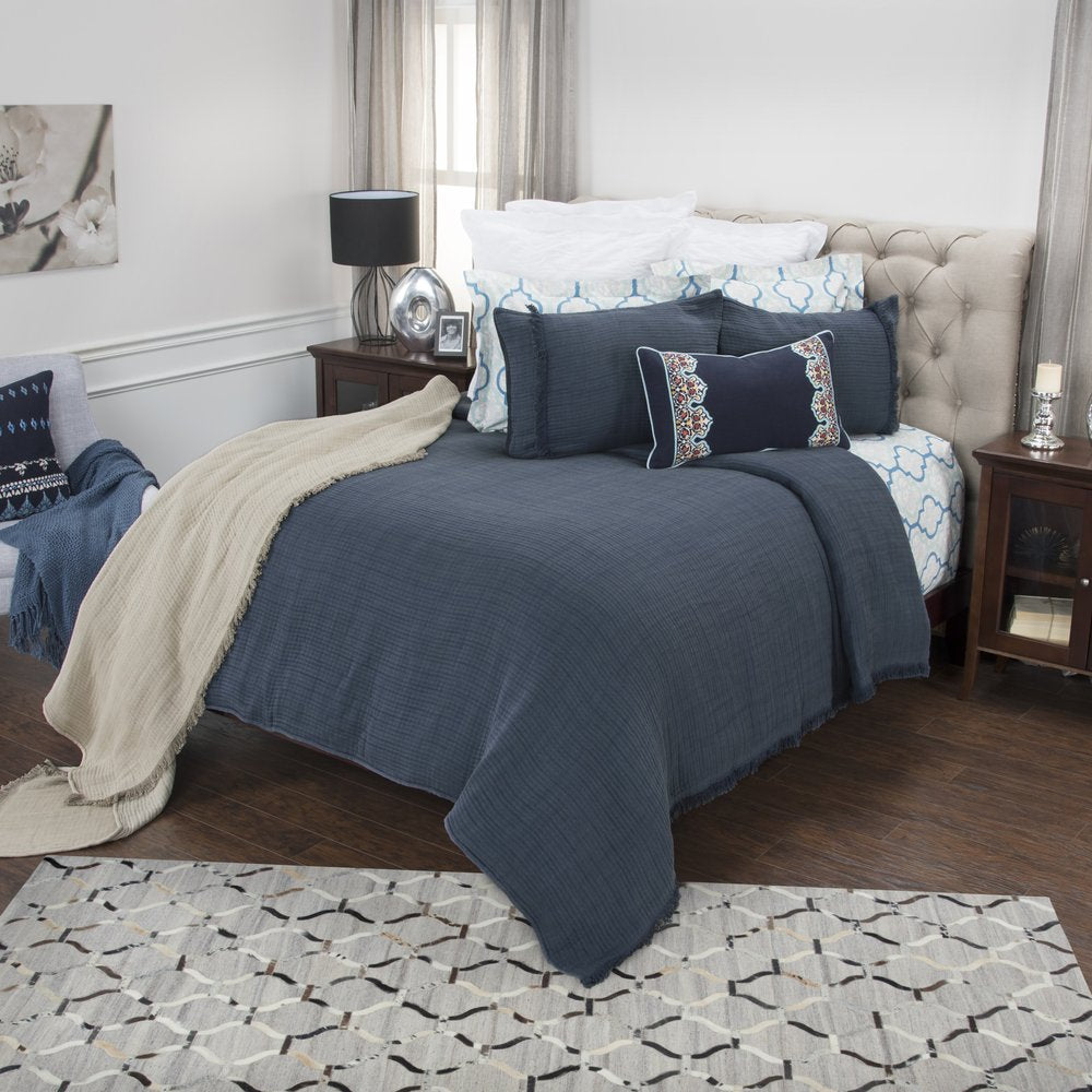 Indigo Checkered Queen Quilt