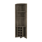 71" Dark Brown Wood Corner Bar Cabinet