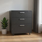 35" Black Wood Three Drawers Filing Cabinet