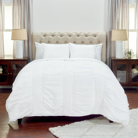 White Geometric Queen Quilt