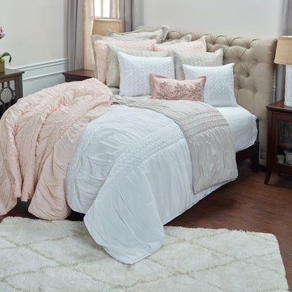 White Geometric Queen Quilt