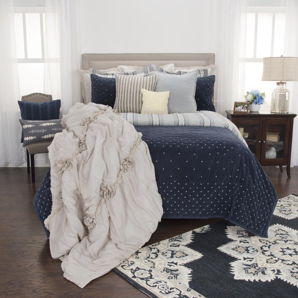 Indigo Polka Dots Queen Quilt