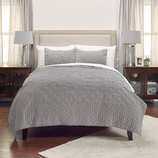 Gray Polka Dots King Quilt