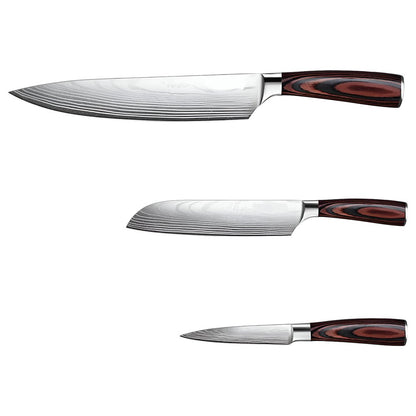 Juego de cubiertos de siete piezas de madera negra y marrón