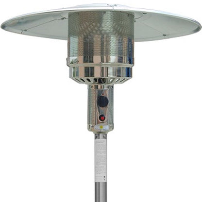Calentador de patio cilíndrico de propano de acero plateado de 48 000 BTU
