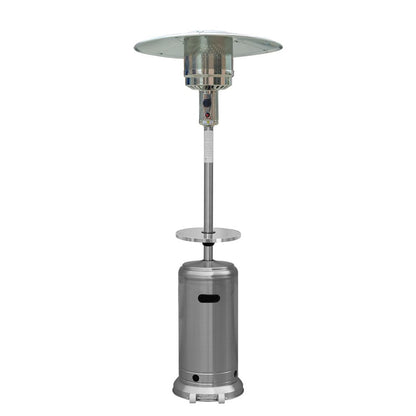 Calentador de patio cilíndrico de propano de acero plateado de 48 000 BTU