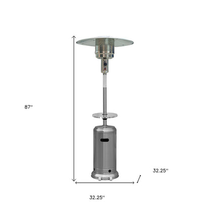 Calentador de patio cilíndrico de propano de acero plateado de 48 000 BTU