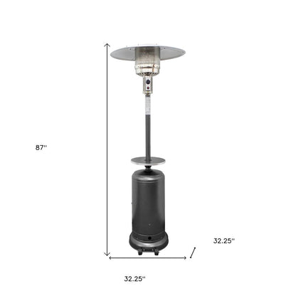 Calentador de patio cilíndrico de propano de acero plateado de 48 000 BTU