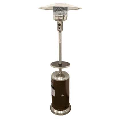 Calentador de patio cilíndrico de propano de acero plateado de 48 000 BTU