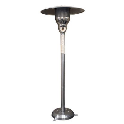 Calentador de patio cilíndrico de gas natural de acero plateado de 41 000 BTU
