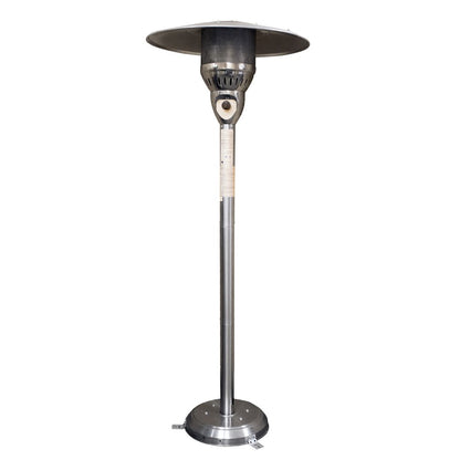 Calentador de patio cilíndrico de gas natural de acero plateado de 41 000 BTU