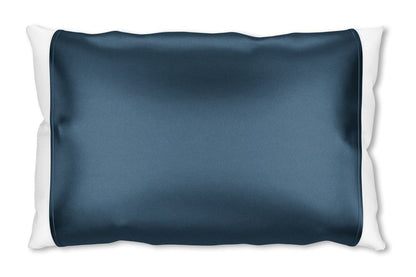 Funda de almohada de seda azul con extremos abiertos
