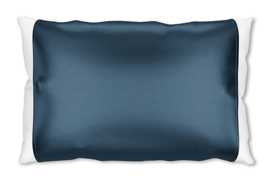 Funda de almohada de seda azul con extremos abiertos
