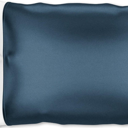 Funda de almohada de seda azul con extremos abiertos