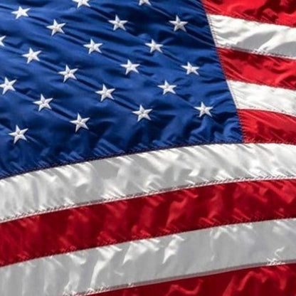 Bandera estadounidense de nailon bordada en rojo, blanco y azul de 3' x 5'