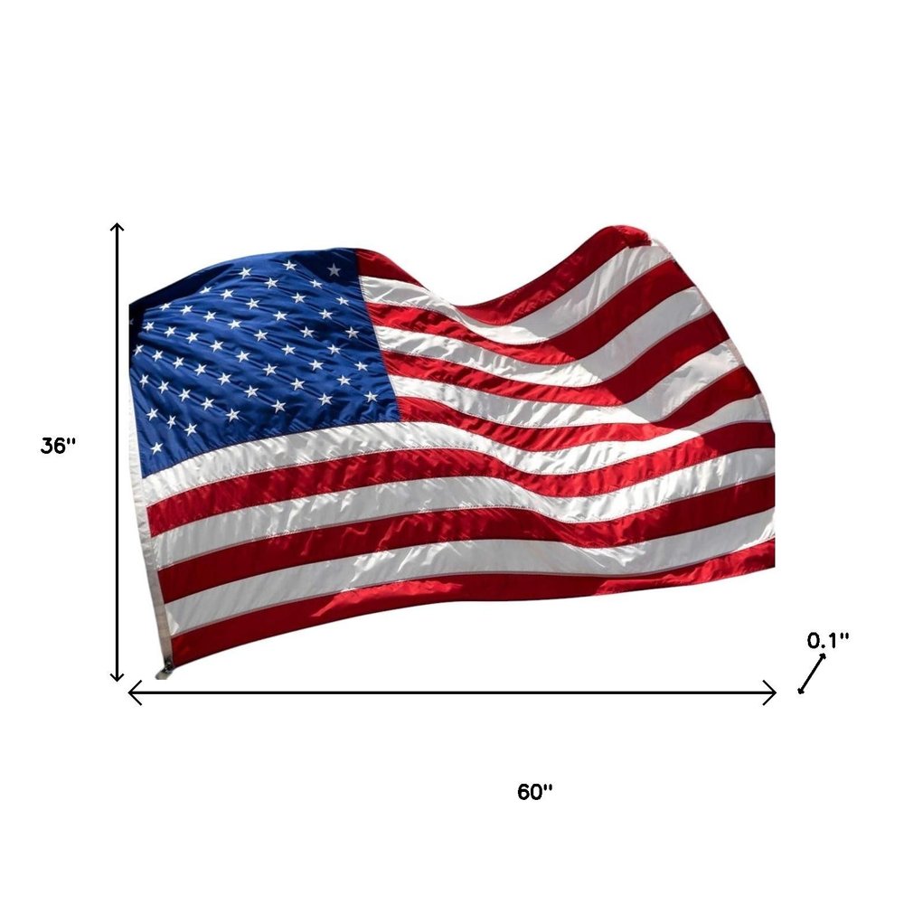 Bandera estadounidense de nailon bordada en rojo, blanco y azul de 3' x 5'