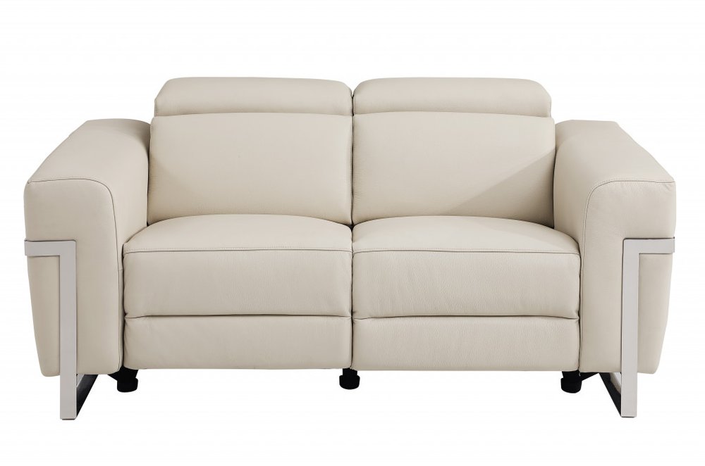 Conjunto de asientos para cinco personas de cuero italiano beige de dos piezas para interiores