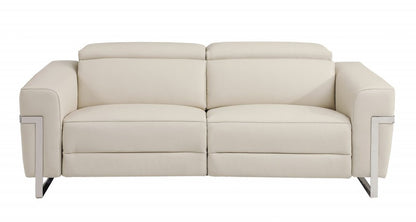 Conjunto de asientos para cinco personas de cuero italiano beige de dos piezas para interiores