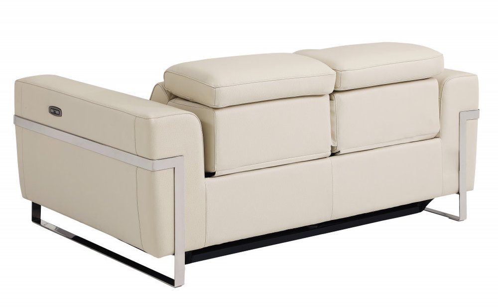 Conjunto de asientos para cinco personas de cuero italiano beige de dos piezas para interiores