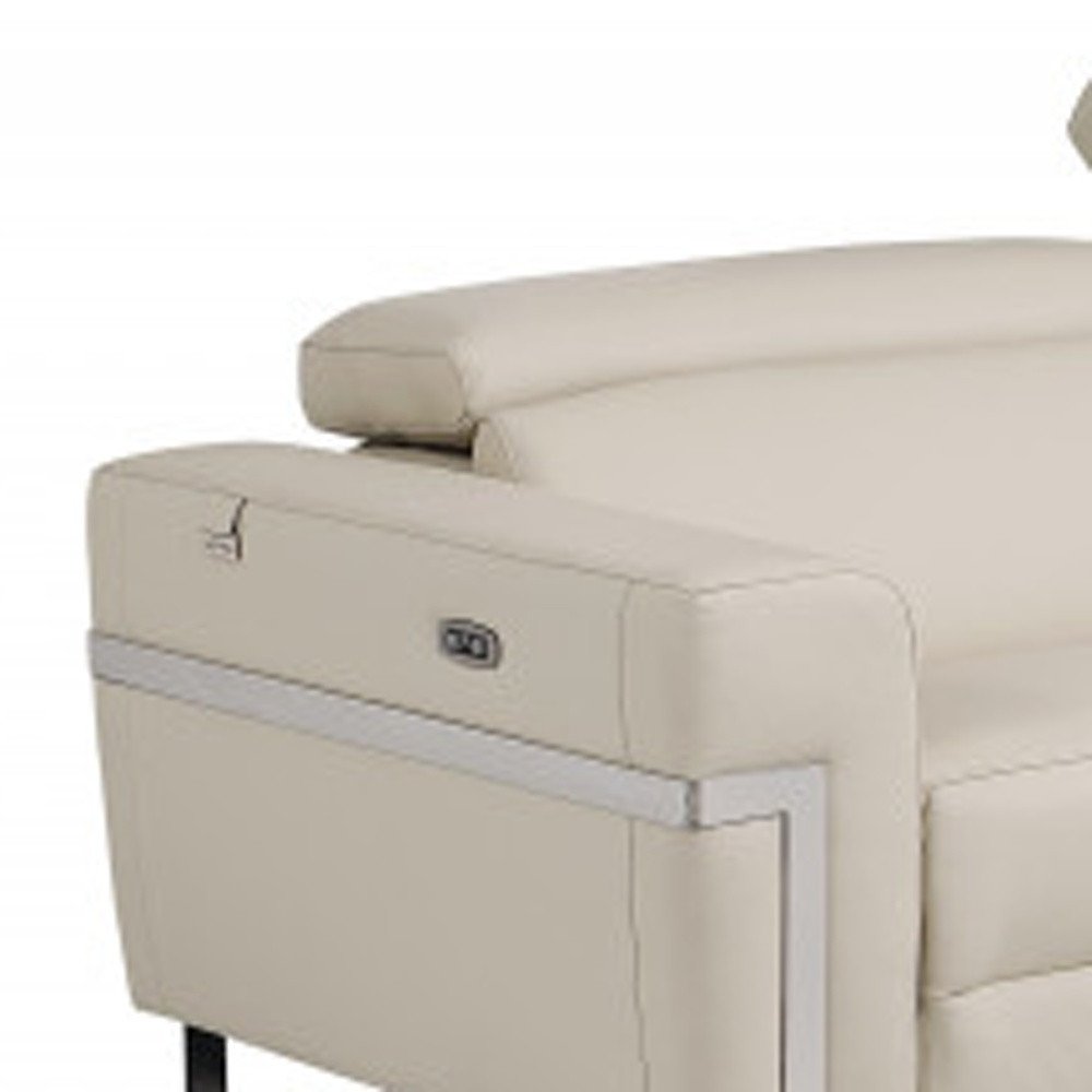 Conjunto de asientos para cinco personas de cuero italiano beige de dos piezas para interiores