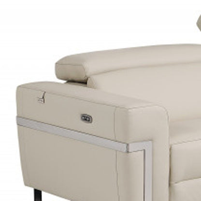 Conjunto de asientos para cinco personas de cuero italiano beige de dos piezas para interiores