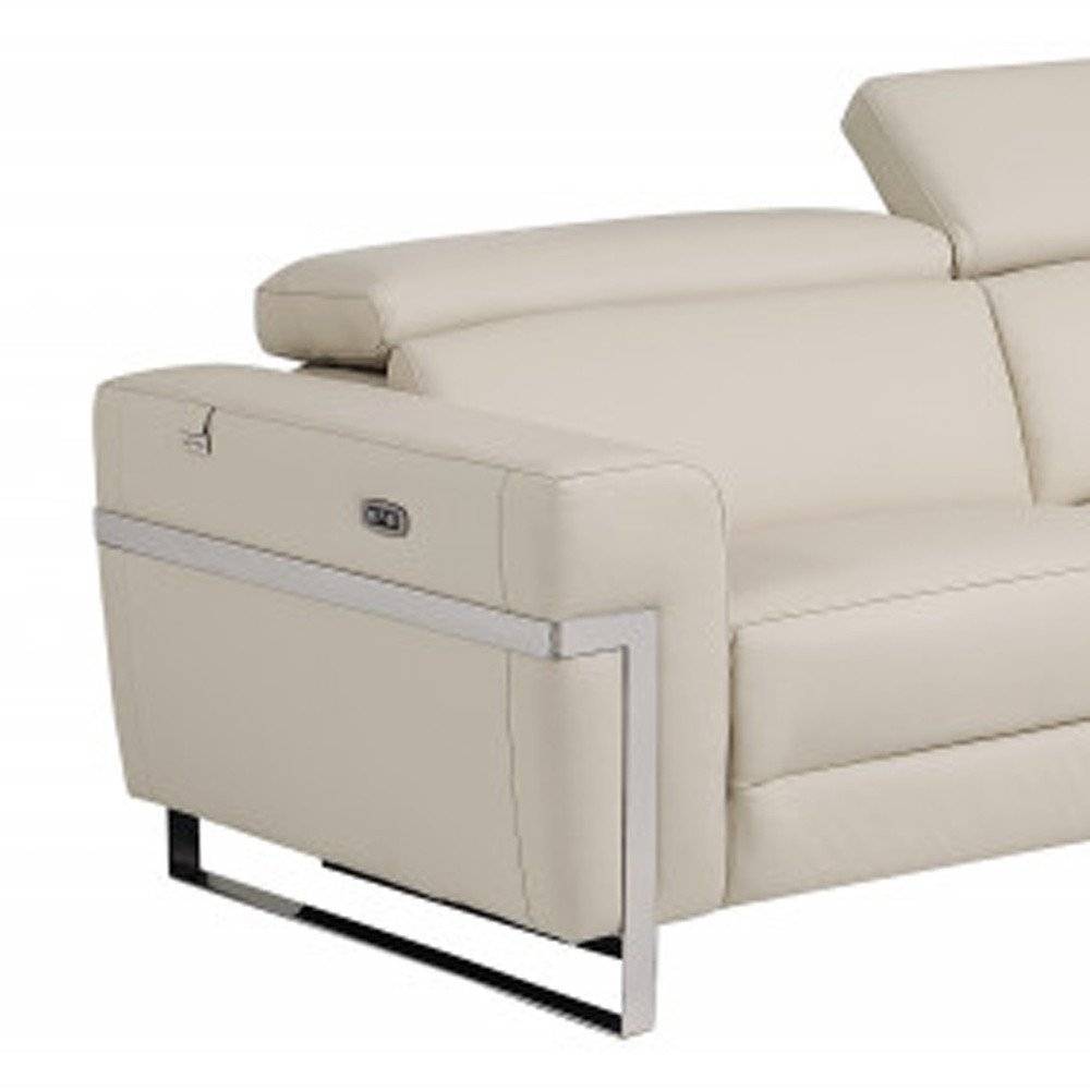 Conjunto de asientos para cinco personas de cuero italiano beige de dos piezas para interiores