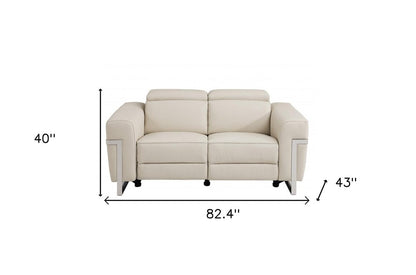Conjunto de asientos para cinco personas de cuero italiano beige de dos piezas para interiores