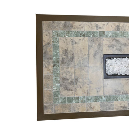 50000 BTU 60" Brown And Clear Glass, Steel Propane Rectangular Fire pit table With Cover