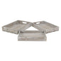 Bandeja rectangular de madera gris de 19" hecha a mano con asas