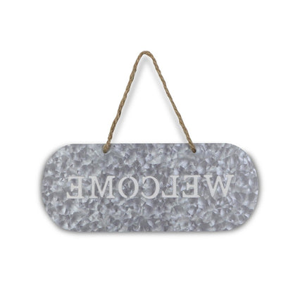 5" X 11" Gray Handcrafted Welcome Galvanized Metal Wall Decor