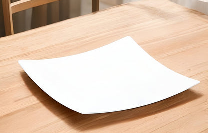 Plato cuadrado de porcelana blanca de 13"