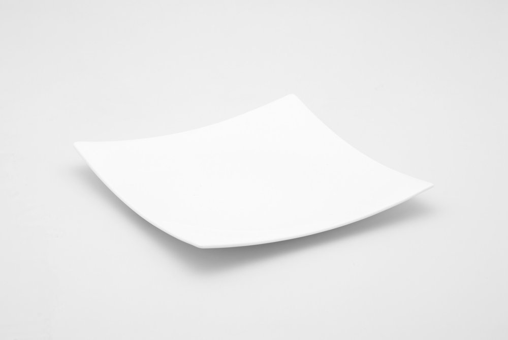 Plato cuadrado de porcelana blanca de 13"