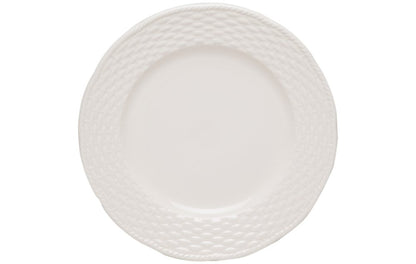 White Four Piece Weave Stoneware Service For Four Dinner Plate Set