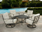 Five Piece Black and Gray Metal Outdoor Patio Set With Table