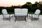 Four Piece Black and Light Gray Metal Outdoor Patio Set With Table