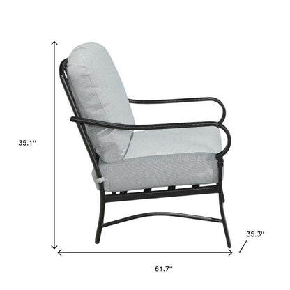 Four Piece Black and Light Gray Metal Outdoor Patio Set With Table