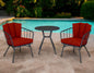 Three Piece Black and Red Metal Two Person Seating Group With Table