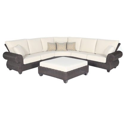Four Piece Brown and White Wicker Sectional Seating Group