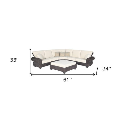 Four Piece Brown and White Wicker Sectional Seating Group