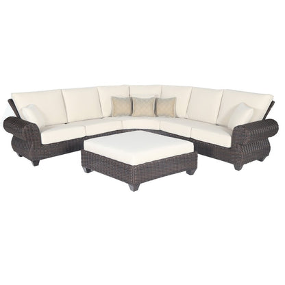 Four Piece Brown and White Wicker Sectional Seating Group