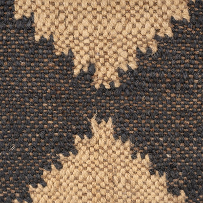 47" Tan And Black Black Leg Checkered Upholstered Bench