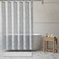 72" Gray Floral Faux Linen Shower Curtain With Embroidery