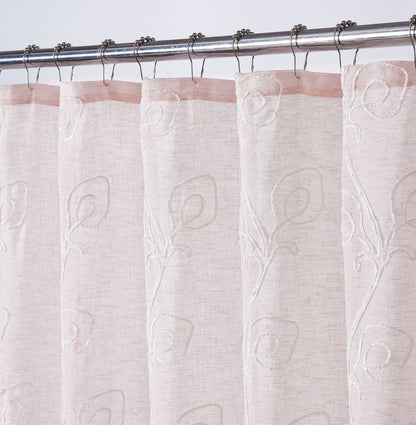 72" Blush And Ivory Embroidered Floral Shower Curtain
