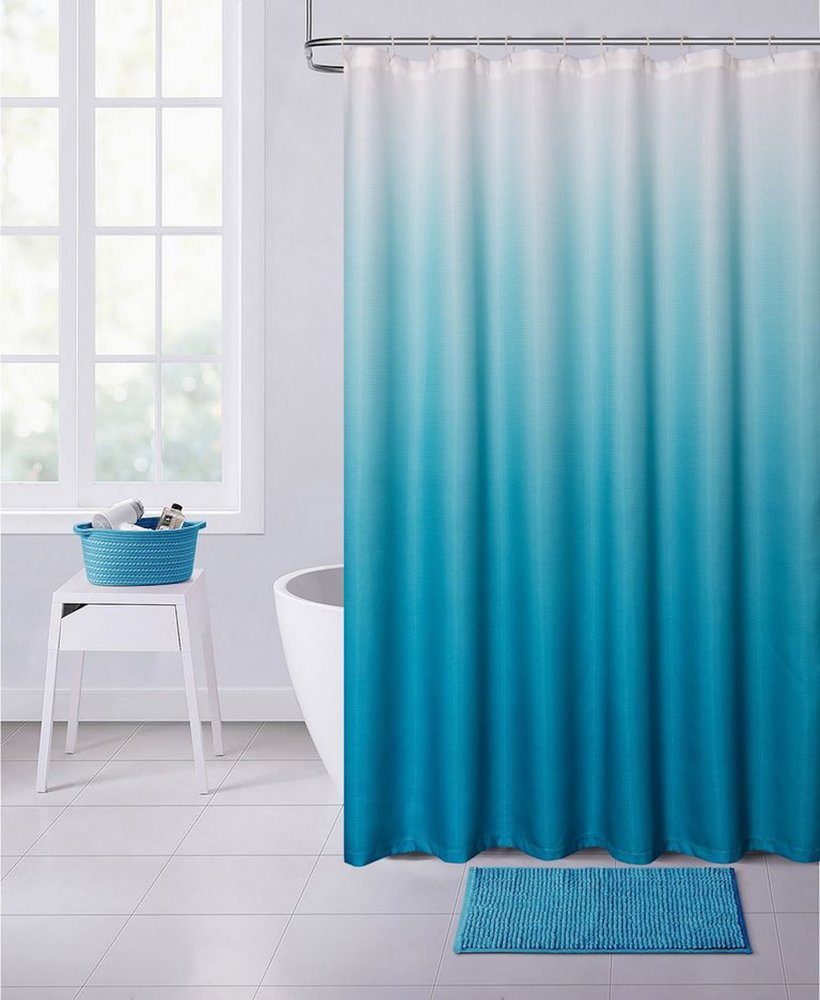 72" White And Blue Ombre Shower Curtain
