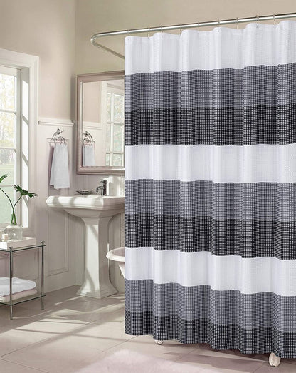 72" White And Black Striped Shower Curtain