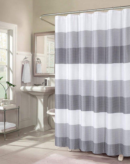 72" White And Gray Striped Shower Curtain