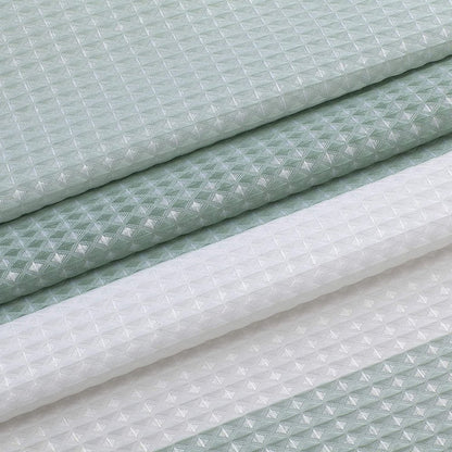 72" White And Green Striped Shower Curtain