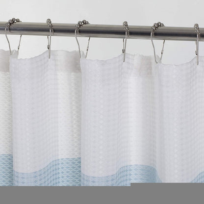 72" White And Blue Striped Shower Curtain